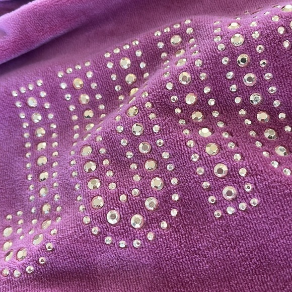 cy Couture Pink Velour Bling Zip Hoodie Girls 8/10 Excellent - Picture 5 of 5